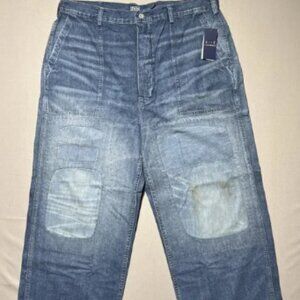 Polo Ralph Lauren Relaxed Distressed Pants Mens 38x29 Patchwork Denim Jeans